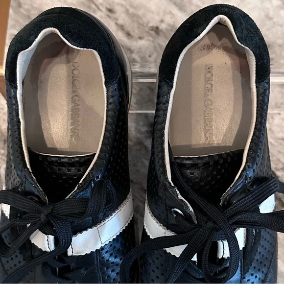 DOLCE & GABBANA Leather Colorblock Pattern Sneakers Sz 8.5 - Picture 8 of 10